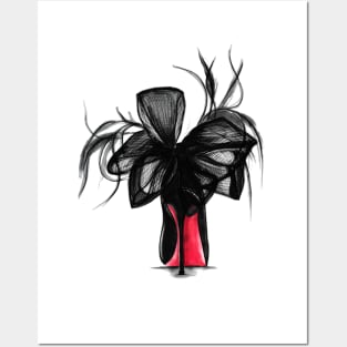 Black Pumps with Fascinator Bows Posters and Art